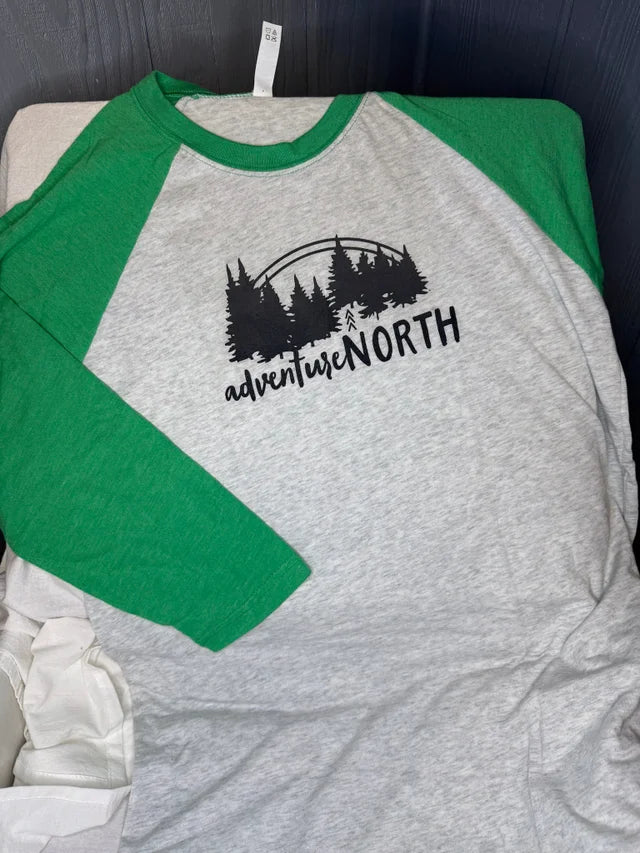 Adventure North 3/4 Sleeve Green Tee - Unisex - FACTORY SECOND