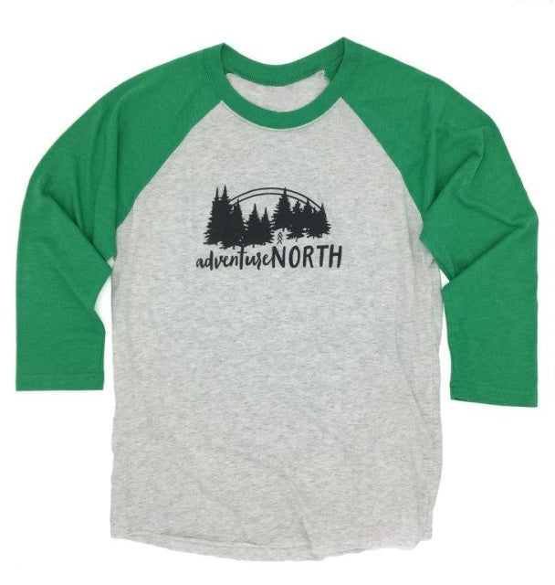 Adventure North 3/4 Sleeve Green Tee - Unisex